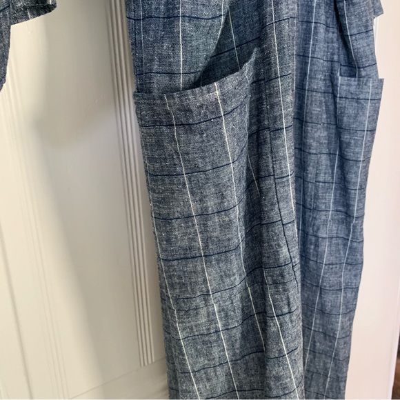 Tancredi & Morgen Blue/White Grid Check Chambray Garden Dress Sz M/L - Picture 6 of 6